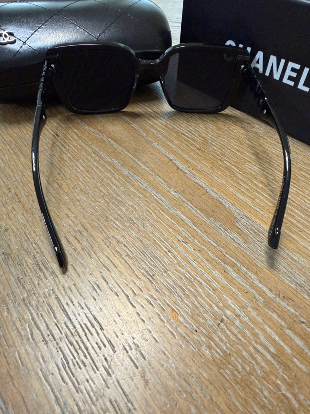 CHANEL Black and Gold Square Sunglasses - Designer Women's Eyewear - Picture 10 of 10